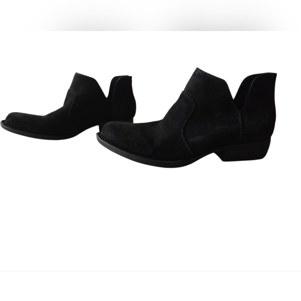 Børn Black Suede Ankle Booties – Size 9 – Low Heel, Cutout Sides,‎ Zip Back